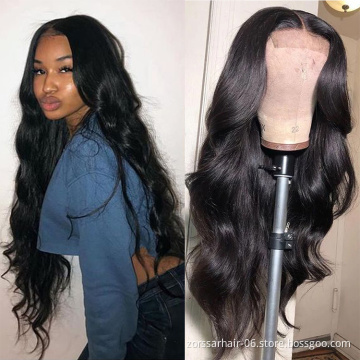 Raw Body Wave Virgin Hair Wig,wholesale Human Hair 13x4 Lace Front Wigs 100% Brazilian Swiss Lace Natural Black 1 Piece Long